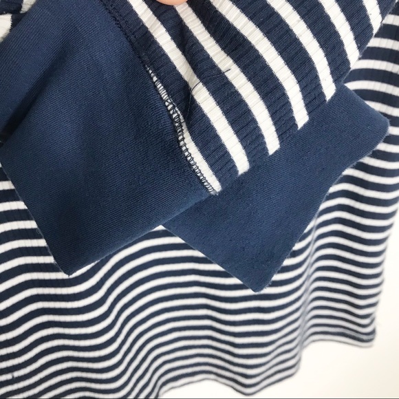 ANTHROPOLOGIE AKEMI + KIN Top, S Striped Navy White Walking Tour Top Classy Soft - Picture 4 of 7